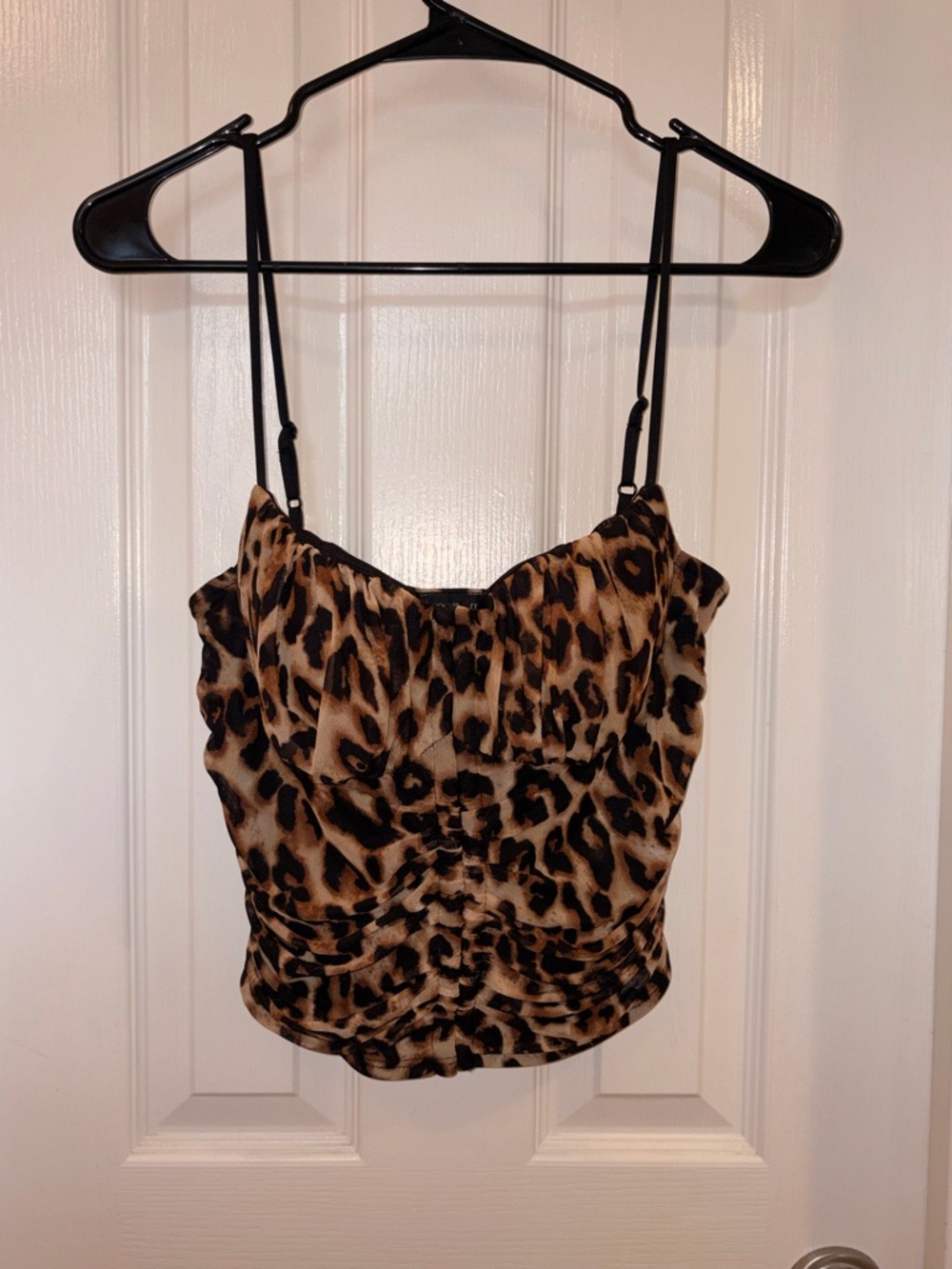 Moa Moa Leopard Print Cowl Neck Camisole - Black, Brown